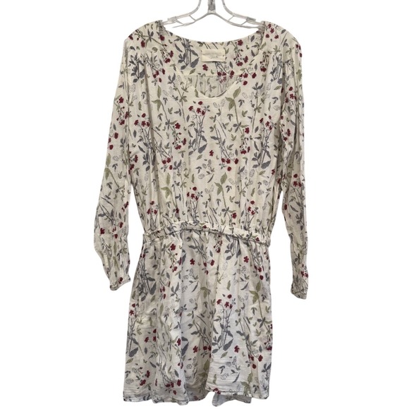 Capsule Collection by Juliette India Floral Mini Dress V Neck Long Sleeve Sz M